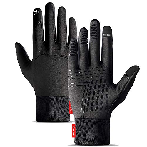 ATNKE Unisex Winter Cycling Gloves Men Women Touch Screen Glove Cold Weather Warm Gloves Workout Gloves Running Cycling Training with Updated Thickened Fleece Lining/Black/L Cover