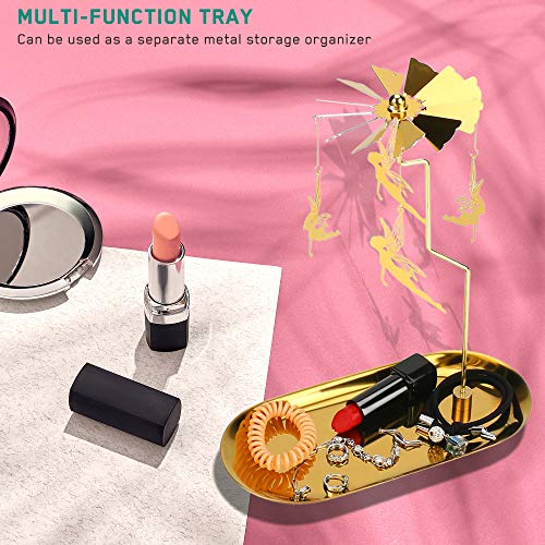 Wior Rotary Candle Holder, Gold Metal Spinning Flying Angels Tea Lights Candle Holder, Romantic Scandinavian Designed Candlestick Ornament For Wedding Party Christmas Festival Home Decor - 7.9'' Tall #TOP2