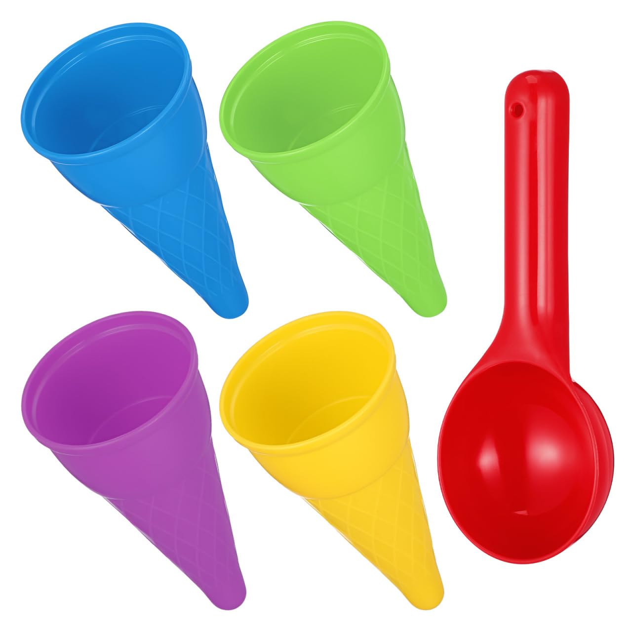 TOYANDONA 5pcs Beach Toys Plastic Ice Cream Cones Scoop Kids Seaside Play Sand Toys for Children Toddlers (Random Color)