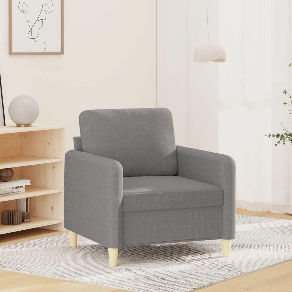 Sofa Chair Light Grey Fabric (100% Polyester) Living Room Furniture