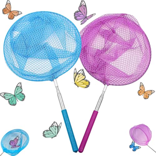 MQIAN Red Pesca Niños, 2/3/4 Piezas Cazamariposas, Red de Pesca Extensible Niños para Atrapar Insectos (A_2)