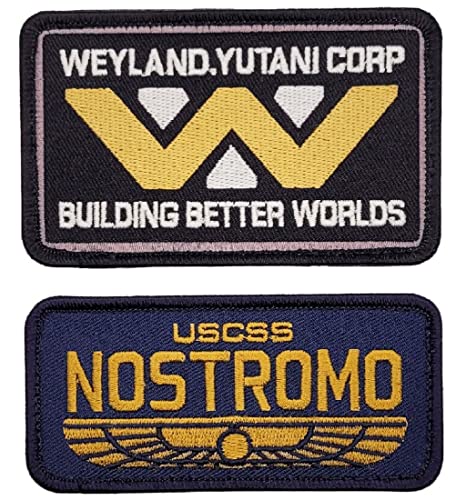 Weyland Yutani Nostromo U.S.C.S.S Alien Patch (2PC Bundle -Hook Fasteners -MLY7,Y8)
