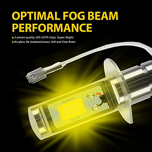 Auxlight H1 Led Fog Light Drl Bulbs, 3000 Lumens Extremely Bright Bulbs Replacement For Cars, Trucks, Golden Yellow #TOP5