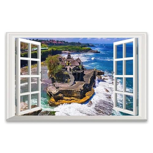 Toile vue de fenêtre 3D Côte amalfitaine tableau paysage panoramique 40x60cm