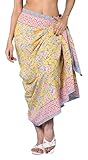 Picture of Rastogi Handicrafts 100% Cotton Block Print Sarong Swimsuit Wrap Cover Up Long Women’s Apparel Fabric Pareo (73" x 44") (YELLOW 1)