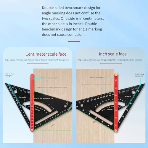 Rafter Square Tool Triangles Ruler Rafter Square Protractor Carpentry Squares With Jigs Block Layout Measuring Tool Triangular Ruler Metal - Image 7