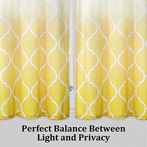 Royhome Tier Curtains For Kitchen Window, Ombre Moroccan Printed Bathroom Window Curtain, Gradient Color Geometric Design Window Treatment Decor Curtains, 26" W X 30" L, Yellow, Set Of 2 #TOP5