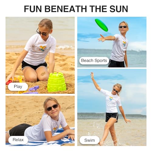 Image of Kanu Surf Girls' Jade Rash Guard UPF 50+ Sun Protection Short Sleeve Swim Shirt