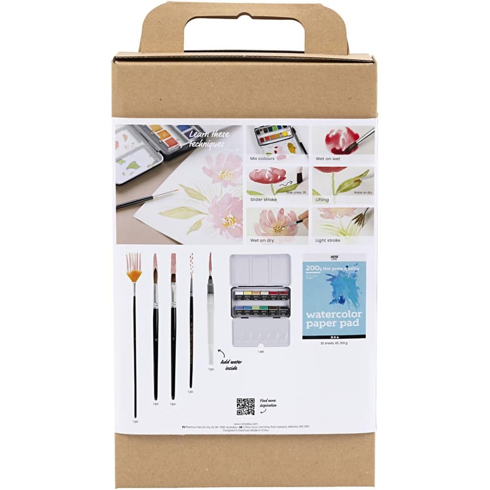 Creativ Starter Bastelset Aquarellfarben, 1 Packung, Schwarz, A5