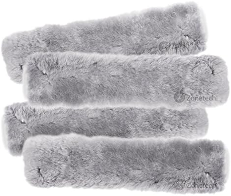 Zone Tech - Cinturón de seguridad para automóvil, cómodo y suave, 4 unidades, color gris exuberante, cinturón de seguridad de alta calidad, cómodo y