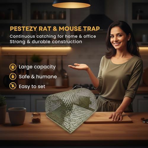 Image of Pestezy Rat Trap|Mouse Trap Cage Large Round Mouse cage |Pinjara for Continuous Catching of Big & Small Rats, Mice Ghoose Big Iron cage Strong & Durable Construction for Home, Office, Warehouse use