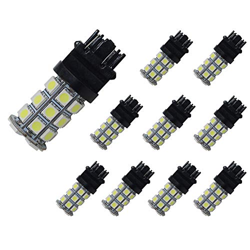 Yolu 3157 3156 3057 4157 3056 LED Bulbs White 5050 27-SMD Led Lights Super Bright 3357 Low Power Back Up Reverse Lights Replacement For Tail Brake Lights Turn Signal Lights 10-Pack