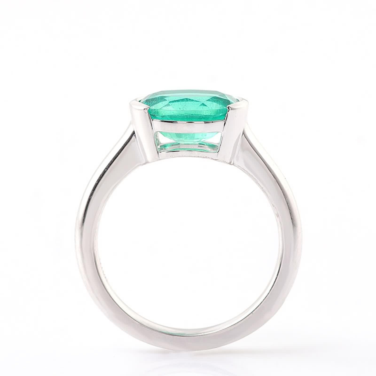 Anillos de oro de 9 quilates para mujer, alianzas de boda de oro blanco, ovaladas, creadas en laboratorio, esmeralda, moda