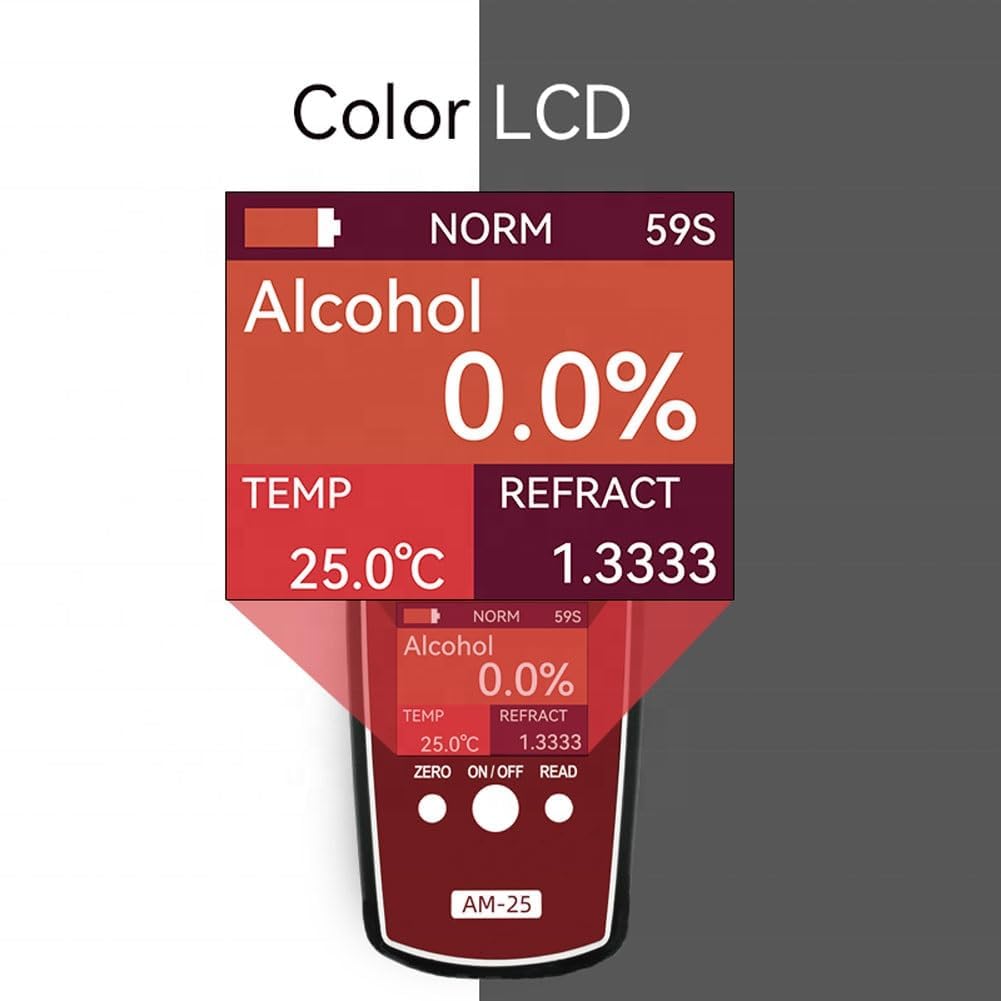 Weinrefraktometer Tester LCD Alkoholkonzentrationsmesser Tragbares Handgerät Digitales Dichte-Hydrometer für genaue Weinmessung
