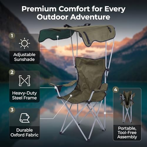 Chaise de camping pliante portable en acier carbone et tissu robuste 600D
