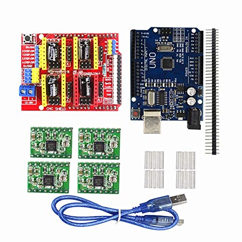 Lysee 3D Printer Parts & Accessories - CNC Shield v3 Engraving Machine 3D Printer+ 4pcs A4988 Driver Expansion Board for + R3 with USB Cable