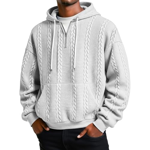 Mens Hooded Sweatshirt Quarter Zip Long Sleeve Sweatshirt Black Sweat Shirt - image 1