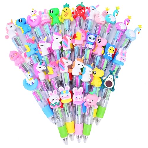 34PCS Boligrafos Bonitos 4 Colores Bolis Regalos Invitados Cumpleaños Niños Originales Fiesta Infantil Multicolor para Regalar 4 en 1 Retráctil Detalles Colegio Regalitos Aniversario Baratos Brindes