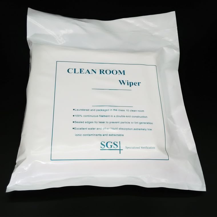 Sanbo Cleanroom Wipes 9x9 Microfiber Polyester Wipers Lint Free Cloths Laser Sealed Edge Ultra-fine Filaments Ultra-soft Wipes 100Pcs