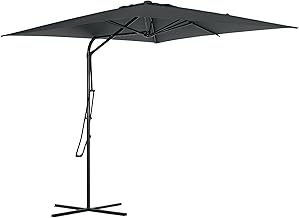 Outsunny - Square Umbrella (2.5 x 2.5 m, Outdoor Garden Umbrella, UV Protection Open and Close Quickly and Easily Cross Base Included for Balcony Patio Deck Dark Grey