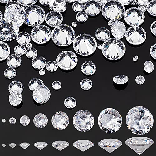 PandaHall Klarer Zirkonia 160 Stück 8 Größen CZ Steine Facettiert Spitzer Rücken Cabochons Diamant Kleine Lose Steinperlen Für Nagelkunst...