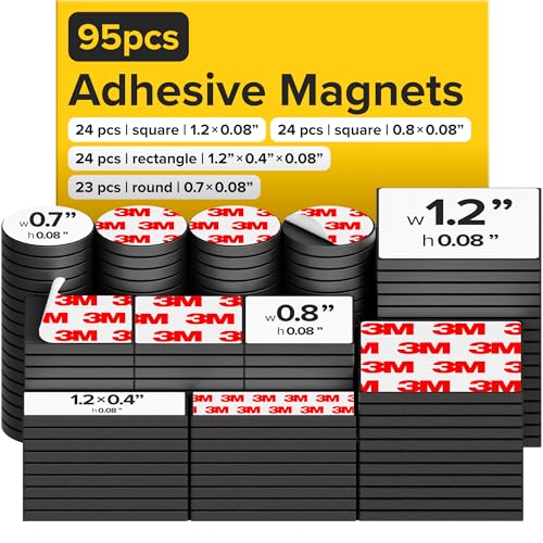 Carrés Aimanté Adhésif - Peler et coller des Carrés Aimantés - Rond Aimanté Magnétiques - Autocollant Aimanté - Alternative aux Autocollants et Étiquettes Magnétiques