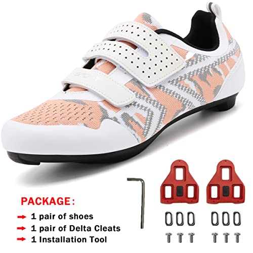 Image of Unisex Cycling Shoes Compatible with Peloton Indoor Riding Road Bicycle with Delta Cleats Outdoor Pedal Bike Shoes