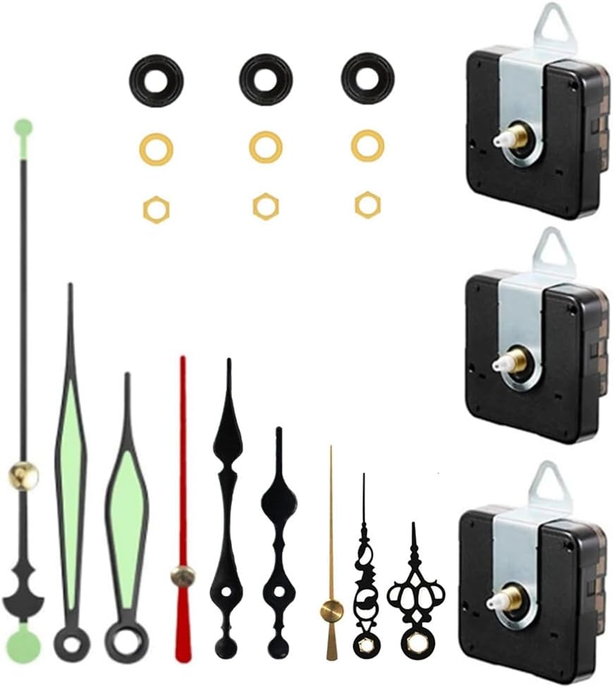 6 Set Quartz Clock Movement Hands Kits Contains Luminous Hands for Clock Repair Parts Replacement Parts