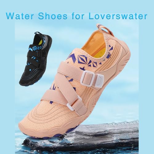 Water Shoes Mens Womens - Quick-Dry Barefoot Swim Beach Pool Wide Shoes Adjustable Aqua Shoe for Hiking Walking Diving Surf Outdoor Water Sports (Black, US Footwear Size System, Adult, Men, Numeric, Wide, 12)3