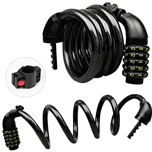 NAUDILIFE Antivol à combinaison 120 cm - Niveau de sécurité avec code à 5 chiffres - Antivol pour vélo et moto - En acier inoxydable résistant à l'usure - Avec code numérique Cover