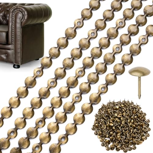 Supkiir 66ft D11mm Upholstery Tack Strip, Brass Decorative Nailhead Trim with Single Tacks, Antique...