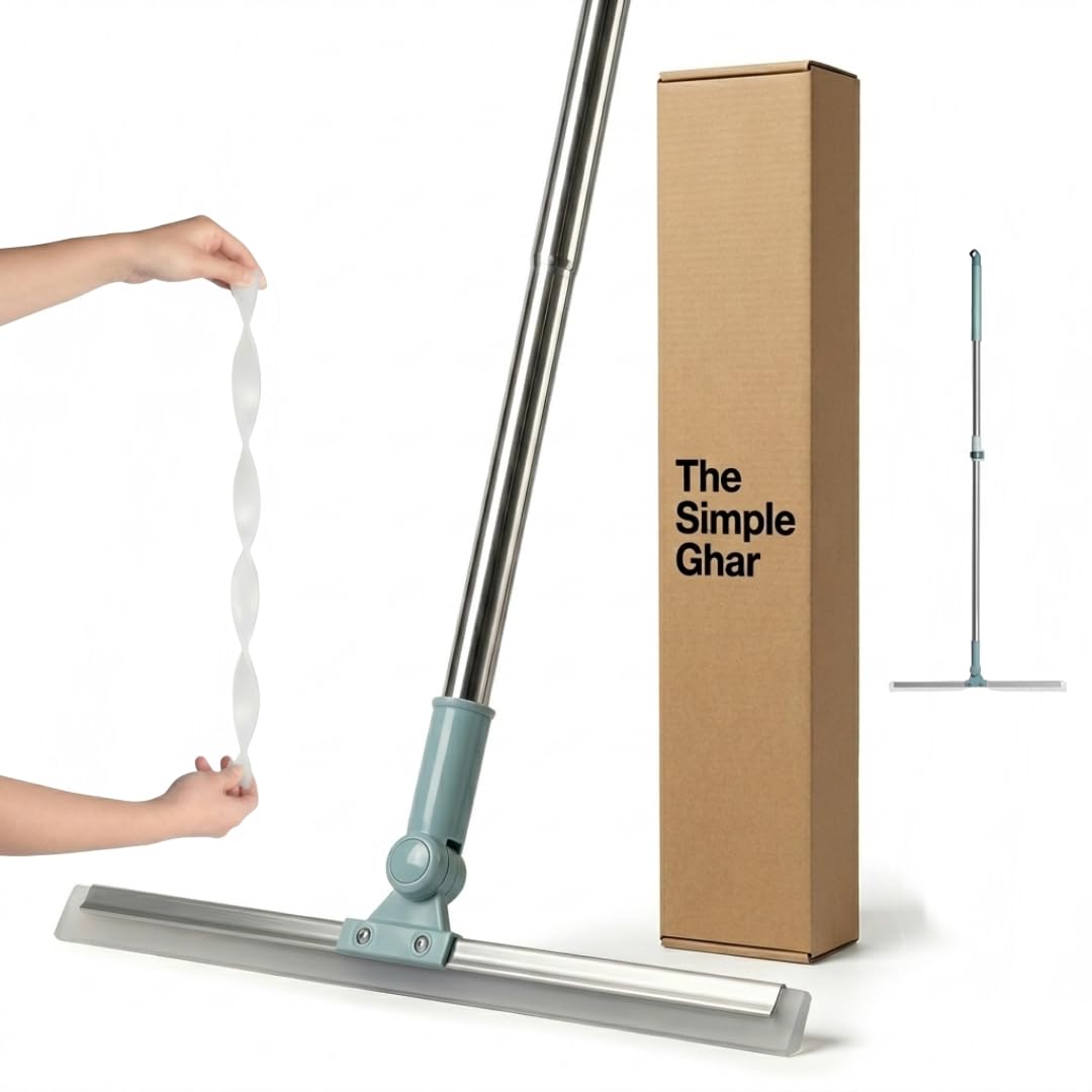 Heavy Duty Magic Broom Silicone Wiper with 180° Rotating Head, Stainless Steel Extendable Handle Multipurpose Floor Squeegee for Bathroom, Kitchen, Window, Wet & Dry Cleaning-image-36
