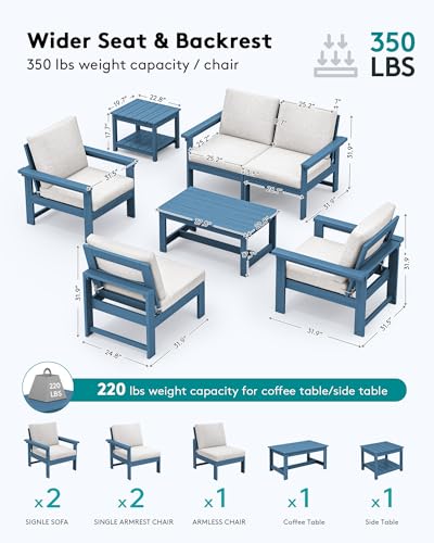 Image of SERWALL HDPE Outdoor Patio Furniture Set | with Coffee Table & Side Table