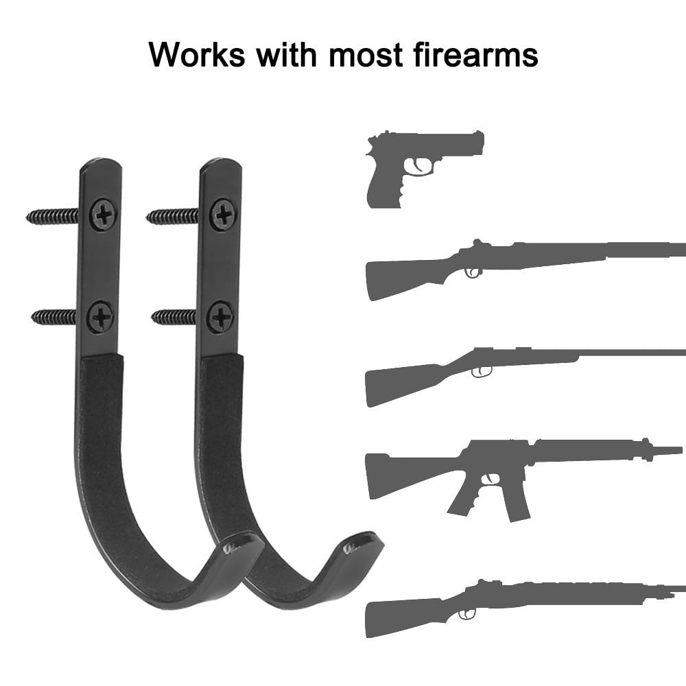 MiOYOOW 2 Pezzi Supporto per Pistola, Porta Fucile da Parete in Acciaio Inossidabile, Espositore Ganci per Fucili per Appendere Arco Pistola Tiro Display all'Interno(3,8-4 cm di Diametro Interno)