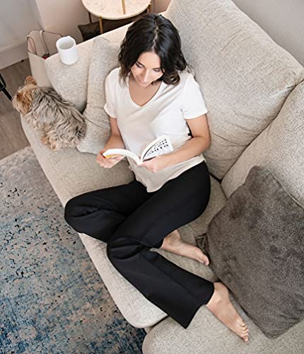 Leafonline Women's Bootcut Yoga Pants Pockets High Waist Workout Bootleg 4 Work Dress, Black, X-Large #TOP5