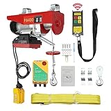 NOLANTISI Wireless 2in1 Electric Hoist with 880 LBS Capacity - Remote Control & Single/Double Slings Steel Winch 110V Lift for Factories, Warehouses, Construction Sites (PA-400), Red