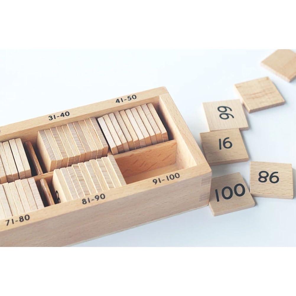 Giocattolo Matematico in Legno Montessori Tavola dei Cento | Tabellone numeri 1 a 100 con scatola conservazione, sequenza numeri set educativo conteggio salti