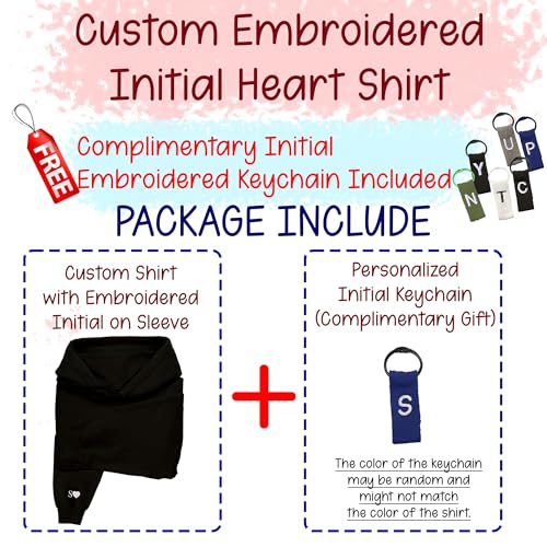 GODMERCH Custom Embroidered Initial Heart Hoodie Initial On Sleeve Hoodie Matching3