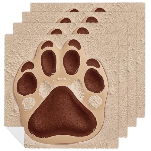 Servilletas de Tela con Estampa de Huella de Perro 4 Piezas miniatura 1