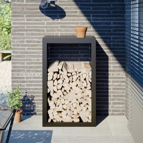 GCHDHAPB Soporte para leña de acero, 60 x 40 x 100 cm, accesorios para chimenea y estufa de leña, color negro