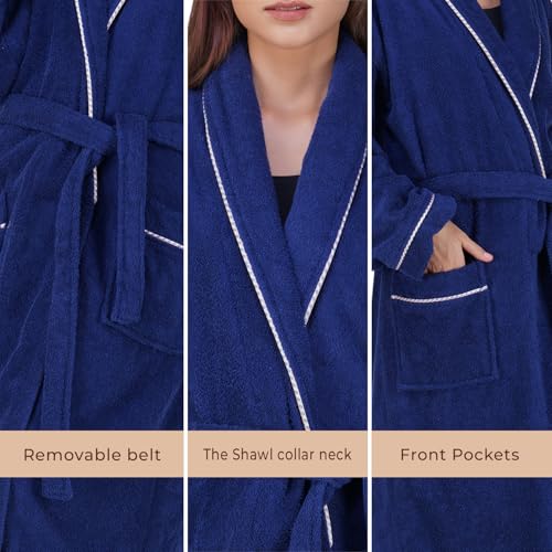 Image of Rangoli Sunshine 100% Cotton Bathrobes For Women, 500 GSM Free Size Bath Robe With Rope,Ultra-soft, Lightweight & Highly Absorbent Luxurious Bath Gown /Bath Robe