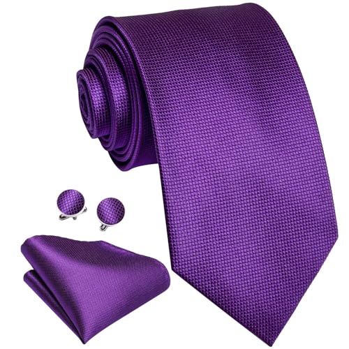 Image of Dubulle Mens Tie Set Solid Paisley Silk Striped Necktie for Men with Cufflinks Tie and Pocket Square