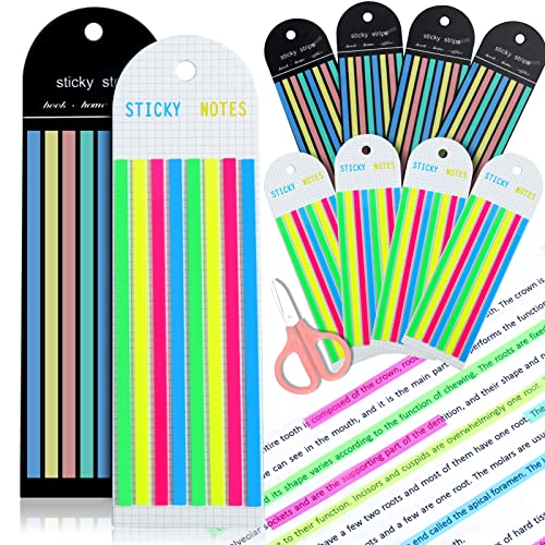 Baborui 1280Pcs Transparent Highlighter Tape, Removable Sticky Tabs For Annotating Books, Long Strips Page Markers Tabs With Scissor, Morandi Neon Clear Sticky Notes Aesthetic Office School Supplies #TOP25