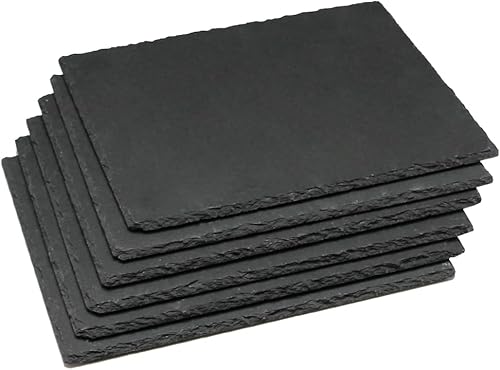 Miniatura 10 de GHYTMTHOT Paquete de 6 tablas de queso de pizarra negra de 12 x 55 pulgadas con borde natural para cocina comedor y fiesta