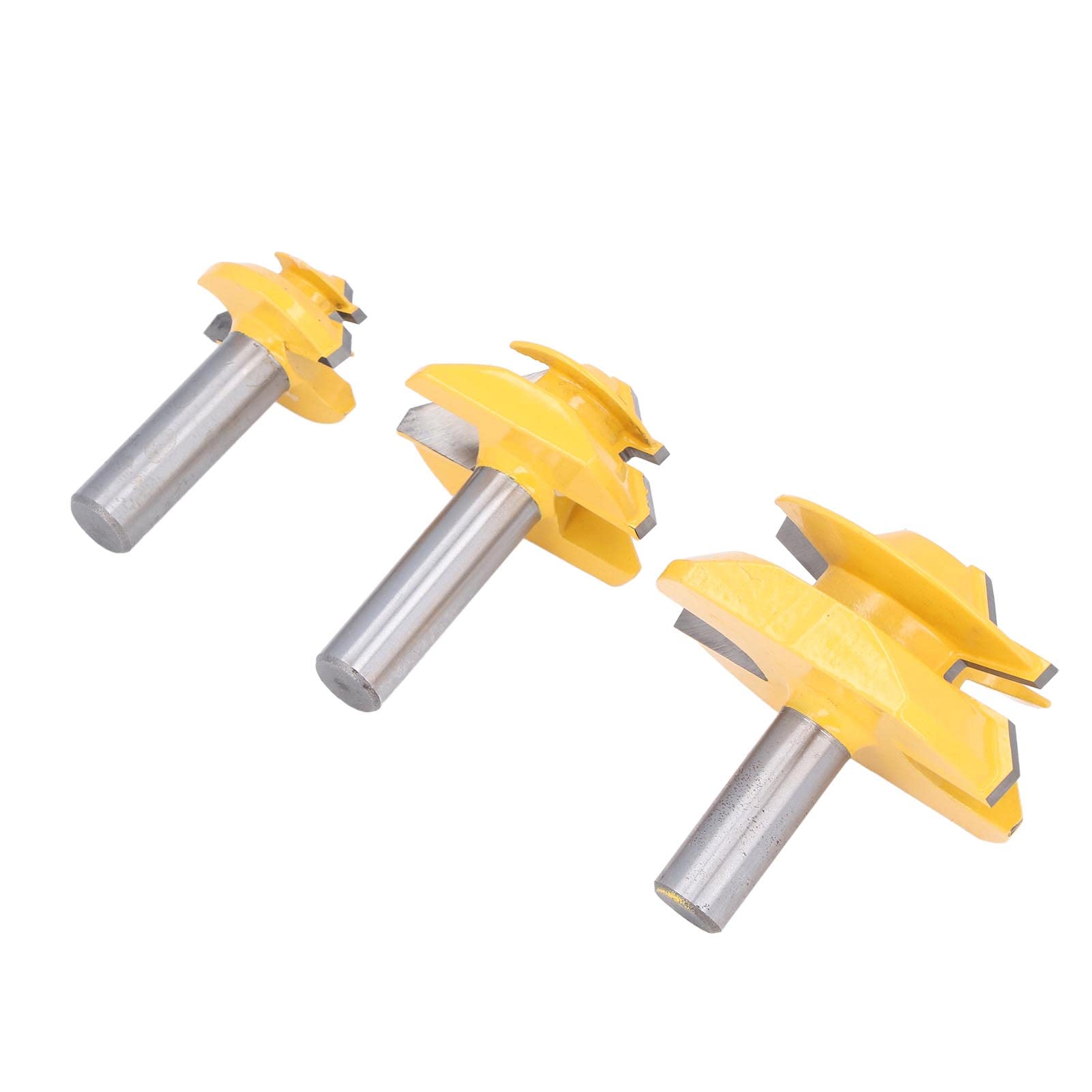 Respicefinem 3PCS 1/2in Shank Router Bit 45 Degree Glue Joint Lock Miter Woodworking Milling Cutter Kit