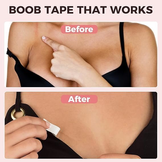 Image of HUBTURE 216 Strips Double Sided Tape for Fashion, Clothing and Body Tape | All Day Strength Invisible Dress Tape for women | Gentle to stick on Skin and clothes | Transparent (216 Strips)
