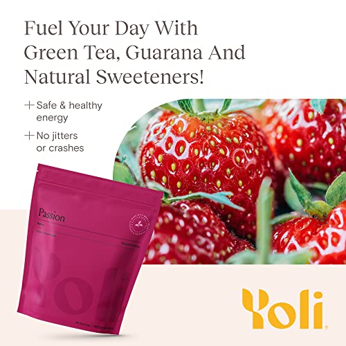 Image of Yoli Passion Energy Powder Mix, Berry, Sugar-Free, Bulk 90 Servings Pack | Bulk 90-serving berry energy drink mix with green tea and guarana for endurance, stamina, and daily performance support.