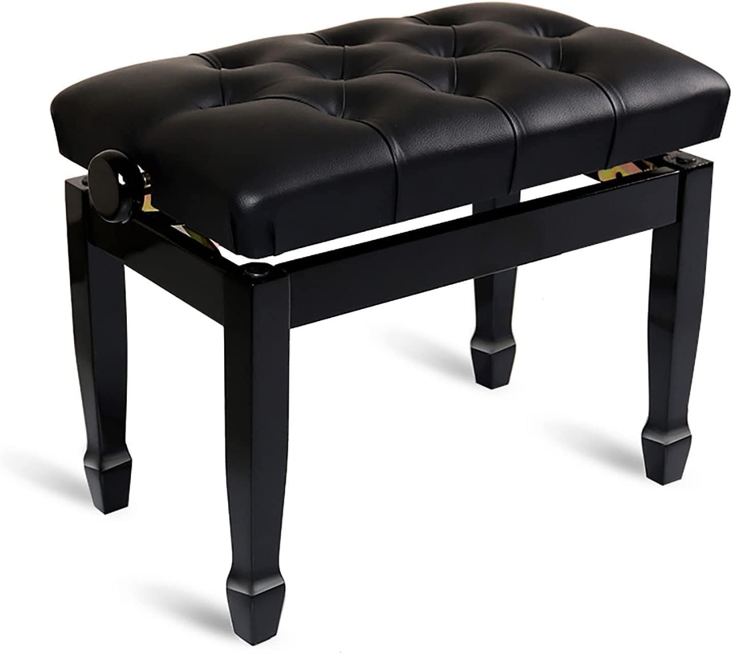 Klavierhocker, Bank, Frisiertisch, schwarz, höhenverstellbar, mit Leder gepolstert, Keyboard-Sitzstühle, Tragkraft 180 kg, einfach zu montieren