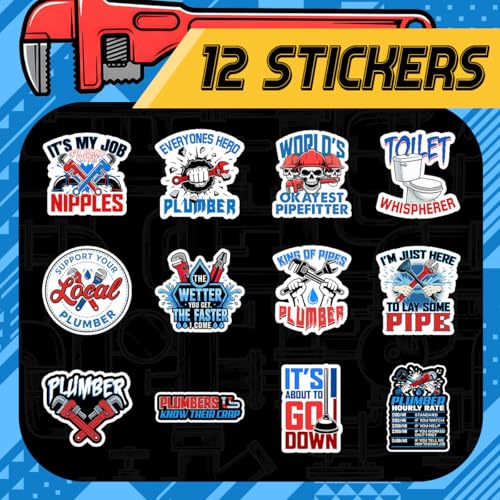 Autocollants professions lot de stickers thématiques plombier 3" explication