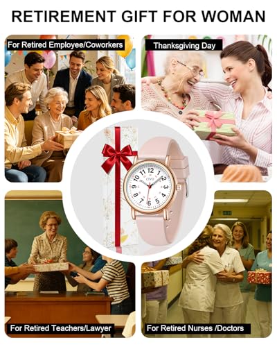 Image of CIVO Best Retired Gifts for Women: Analog Waterproof Easy Read Watch with Second Hand - Appreciation Gift for Retirement Healthcare Workers Nurse with Exquisite Box